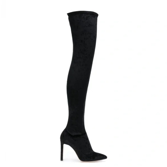 Jimmy Choo Lorraine 85 crushed velvet stretch boot - Picture 2 of 9